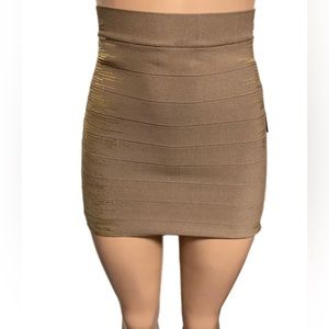 Y2K Guess gold shimmer foil bandage mini skirt stretchy Nwts Deadstock
